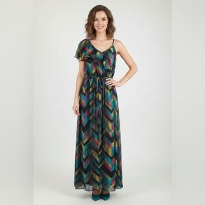 NEW One Shoulder Geometric Print Maxi Dress Size 8